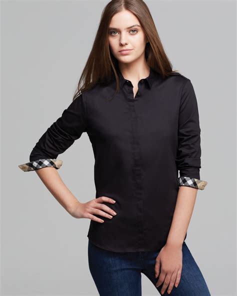 burberry black button down shirt|burberry button down shirt women.